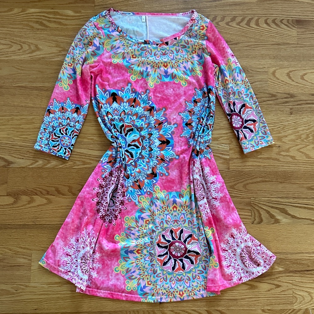 Famulily Women's Fun Print Swing T-Shirt Dress (S)